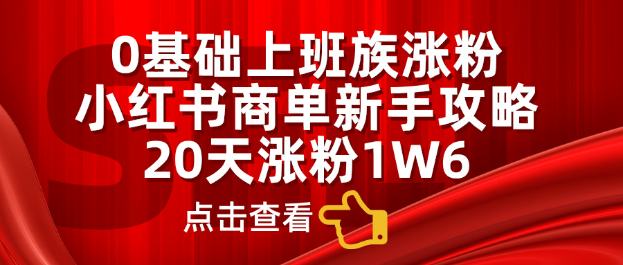0基础上班族涨粉，小红书商单新手攻略，20天涨粉1.6w-齐力副业