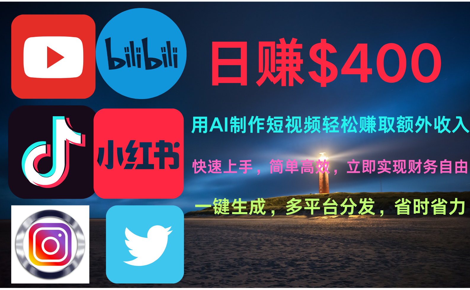玩转全网视频平台，创造视频就能轻松赚取每天400美金-齐力副业
