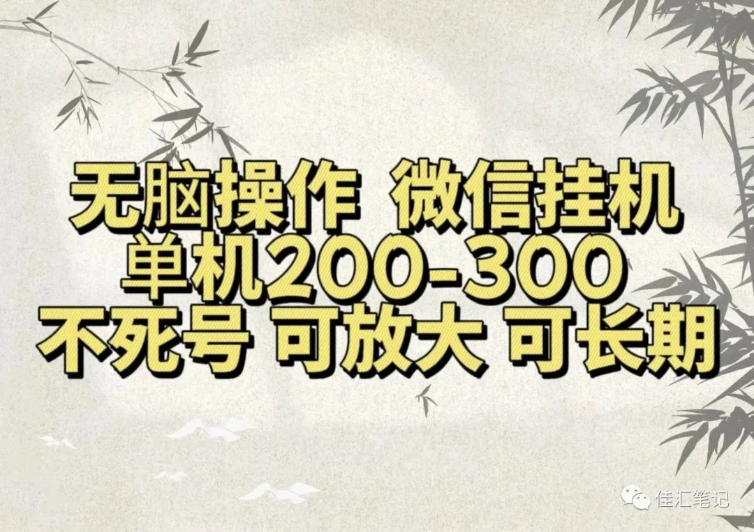无脑操作微信视频号挂机单机200-300一天，不死号，可放大，工作室实测-齐力副业