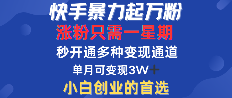 快手暴力起万粉，涨粉只需一星期！多种变现模式-齐力副业