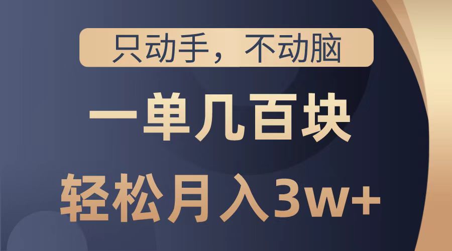 只动手不动脑,一单几百块,轻松月入2w+,看完就能直接操作,详细教程-齐力副业