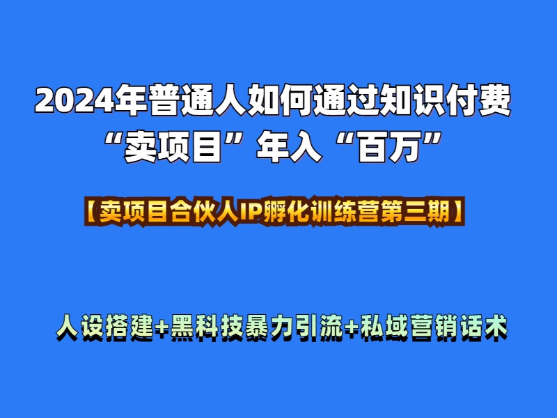 2024年普通人如何通过知识付费“卖项目”年入“百万”人设搭建-黑科技暴力引流-全流程-齐力副业