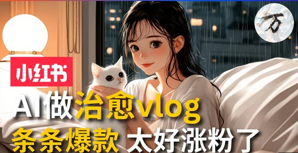 AI治愈系vlog动画视频，小红书7天 涨粉破千，商单报价1500+，0成本制作，日入2000+，有手就会 -齐力副业