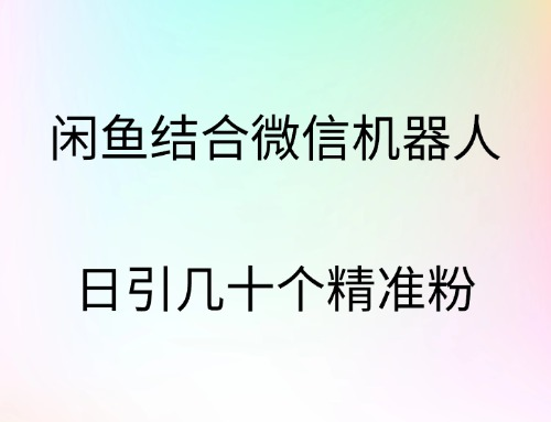 闲鱼结合微信机器人，日引几十个精准粉-齐力副业