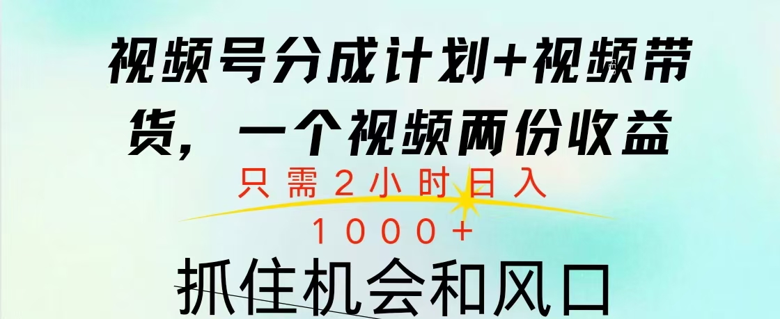 视频号橱窗带货， 10分钟一个视频， 2份收益，日入1000+-齐力副业