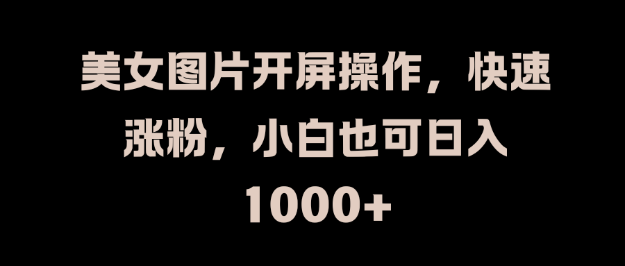 美女图片开屏操作，快速涨粉，小白也可日入1000+-齐力副业