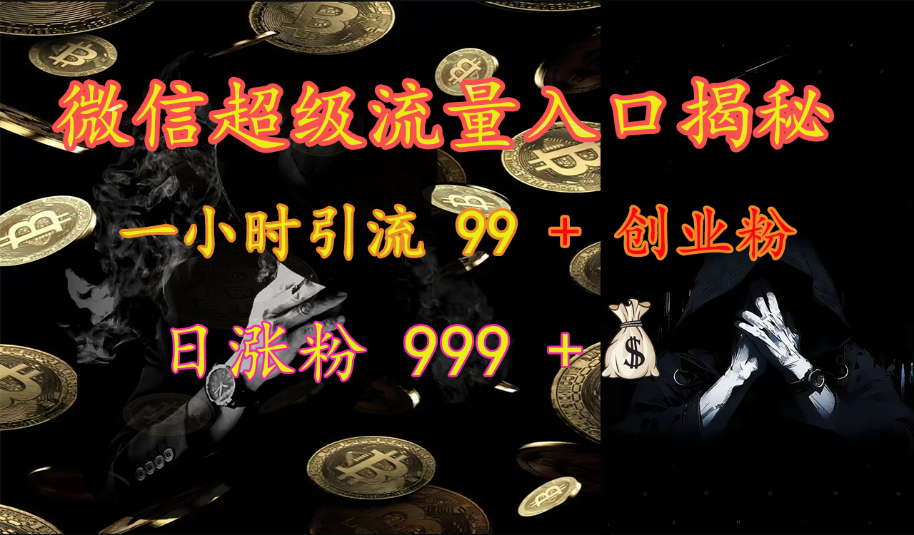 微信超级流量入口揭秘：一小时引流 99 + 创业粉，日涨粉 999 +【揭秘】-齐力副业