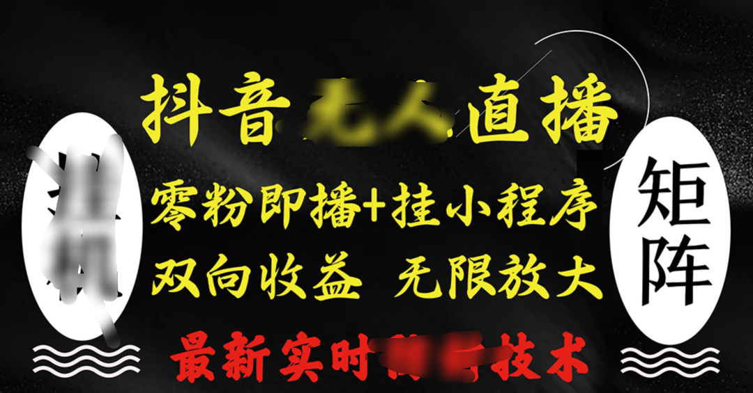 抖音无人直播最新独家玩法，小雪花+撸音浪双向收益，可矩阵放大-齐力副业
