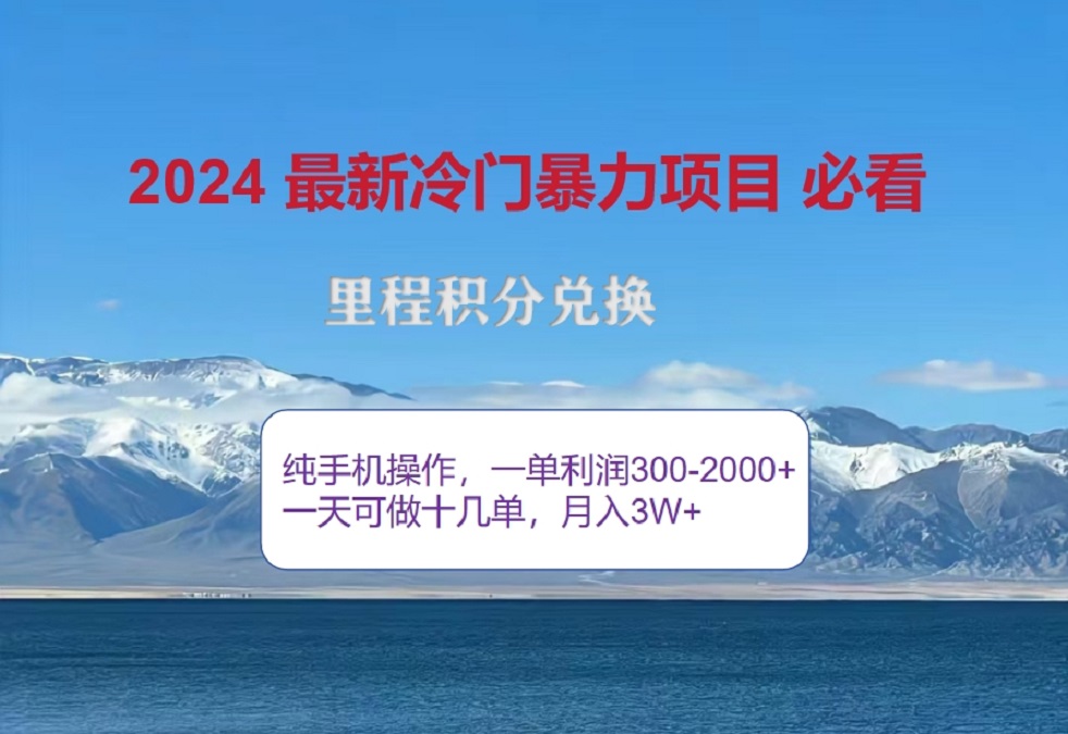 2024惊爆冷门暴利!出行高峰来袭,里程积分,高爆发期,一单300+—2000+,月入过万不是梦!-齐力副业