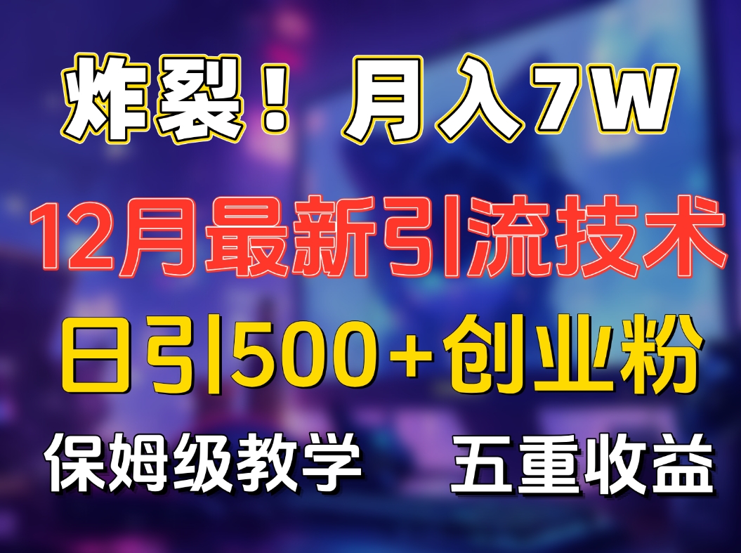 炸裂！月入7W+揭秘12月最新日引流500+精准创业粉，多重收益保姆级教学-齐力副业