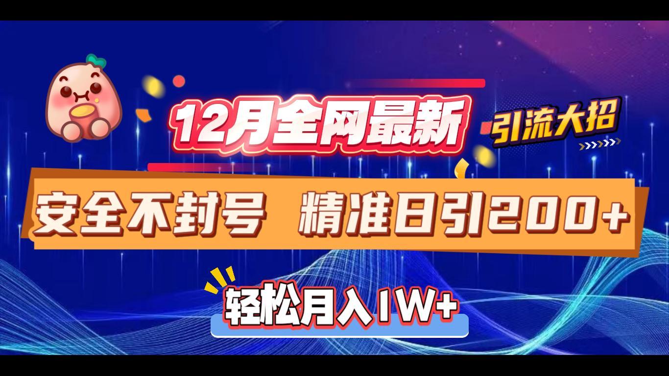 12月全网最新引流大招 安全不封号 日引精准粉200+-齐力副业