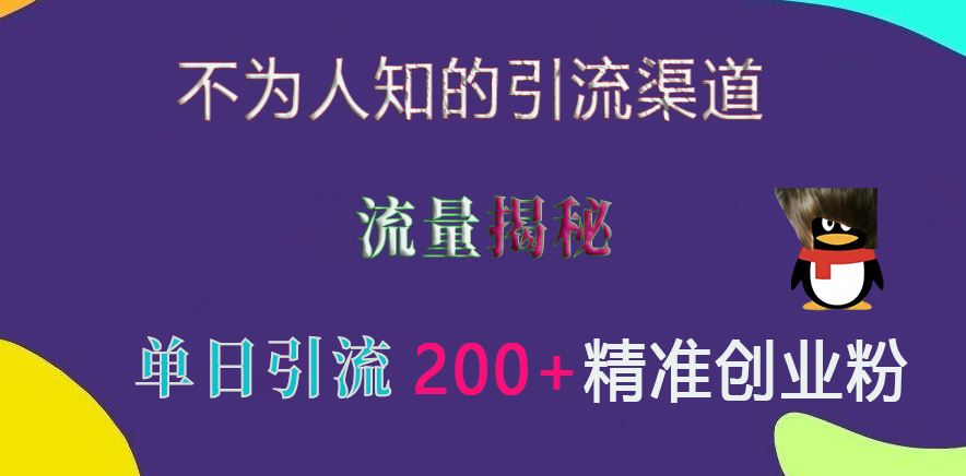 不为人知的引流渠道，流量揭秘，实测单日引流200+精准创业粉-齐力副业
