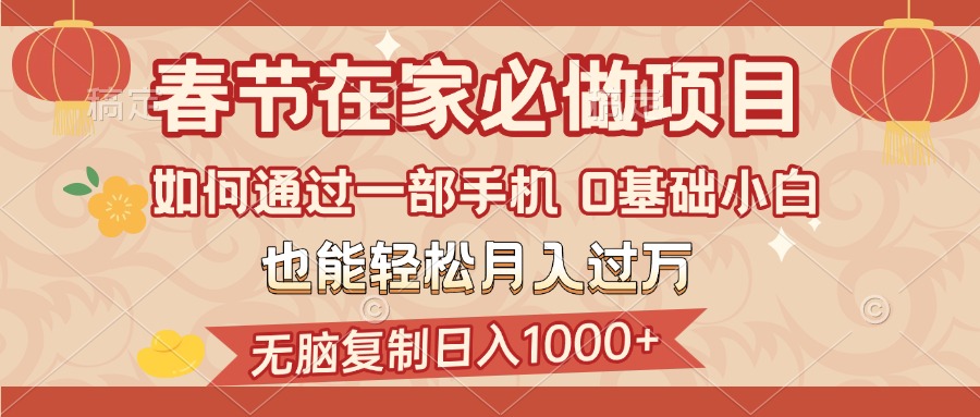 春节在家如何通过一部手机，无脑复制日入1000+，0基础小白也能轻松月入过万-齐力副业