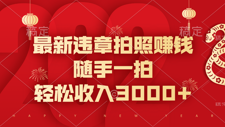 最新违章拍照赚钱，随手一拍，轻松收入3000+-齐力副业