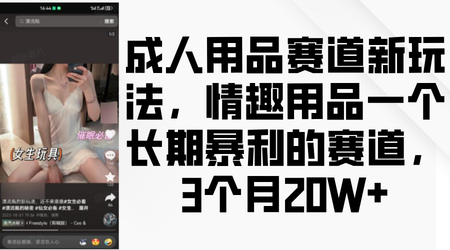 情趣用品一个长期暴利的赛道，成人用品赛道新玩法，3个月20W+-齐力副业