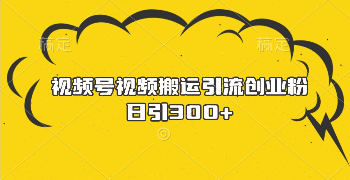 视频号视频搬运引流创业粉，日引300+-齐力副业