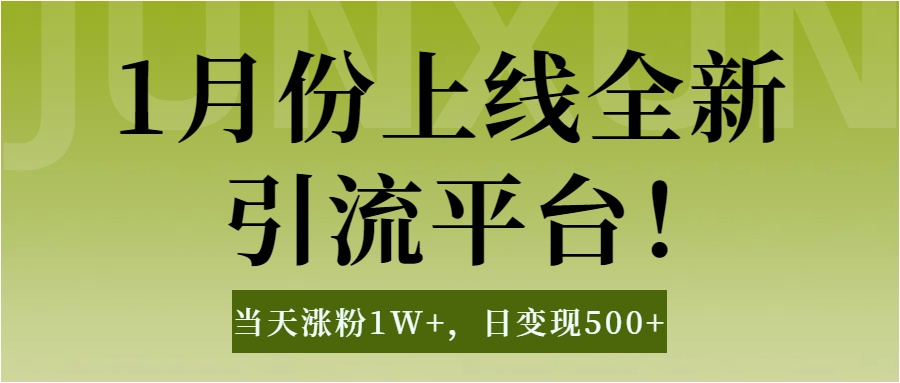 1月上线全新引流平台，当天涨粉1W+，日变现500+工具无脑涨粉，解放双手操作简单-齐力副业