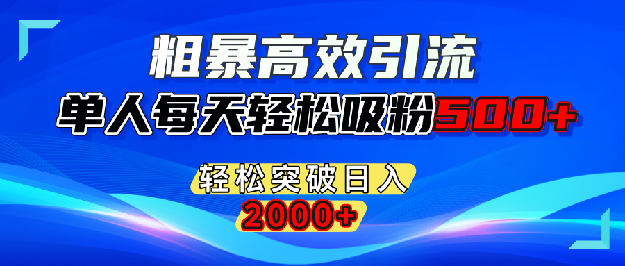 粗暴高效引流,单人每天轻松吸粉500+,轻松突破日入2000+-齐力副业