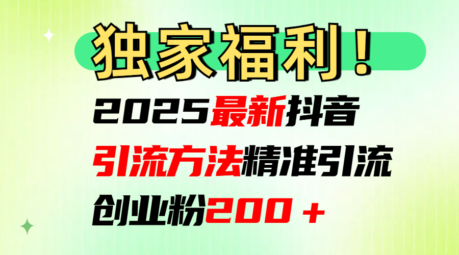 2025最新抖音引流方法每日精准引流创业粉200＋-齐力副业