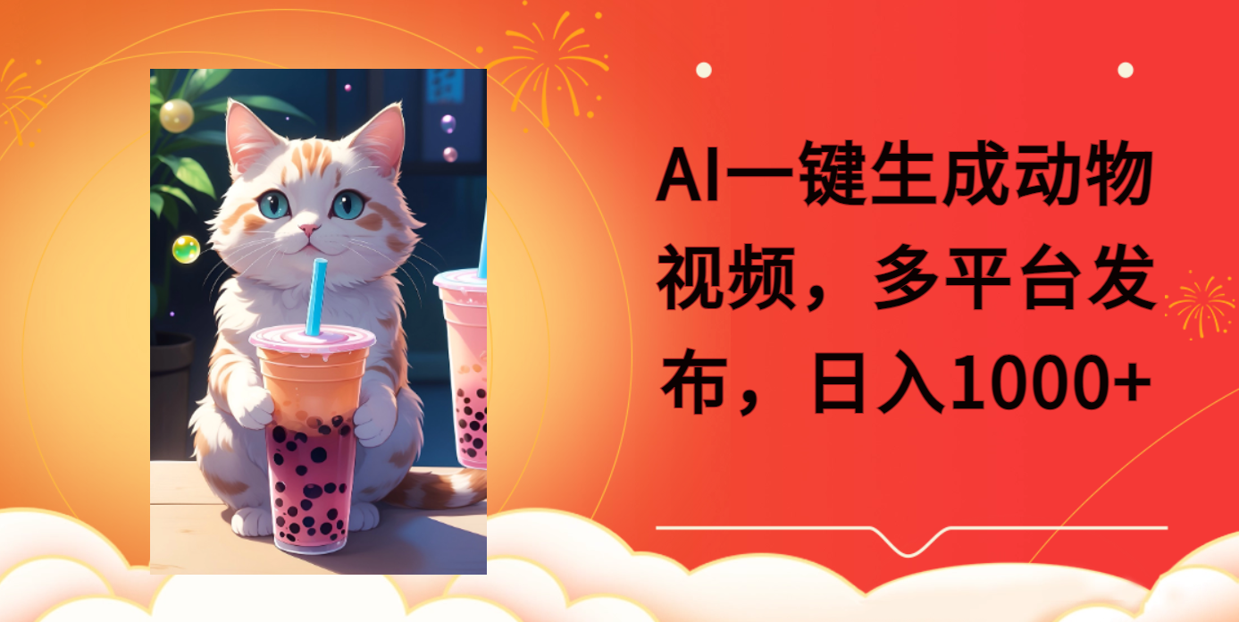 AI一键生成动物搞笑视频，多平台发布，轻松破千万播放，日入2000+-齐力副业