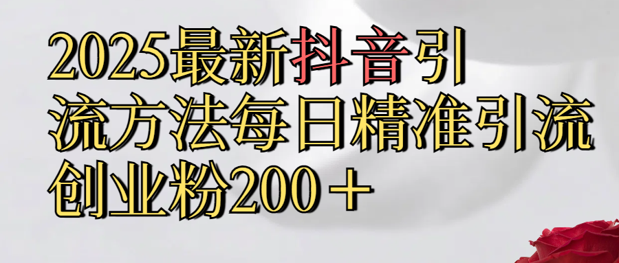2025最新,抖音引流,方法每日精准引流创业粉300＋-齐力副业