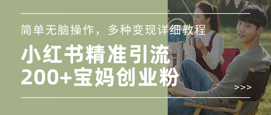小红书精准日引200+宝妈创业粉，简单无脑操作，多种变现详细教程-齐力副业