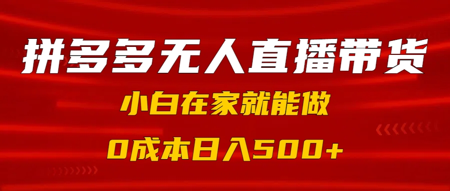 拼多多无人直播带货，小白在家就能做，0成本日入500+-齐力副业