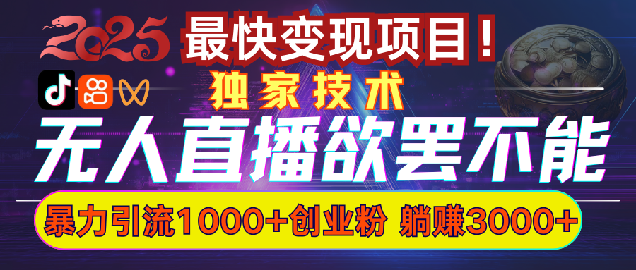 欲罢不能的无人直播引流，超暴力日引流1000+高质量精准创业粉-齐力副业