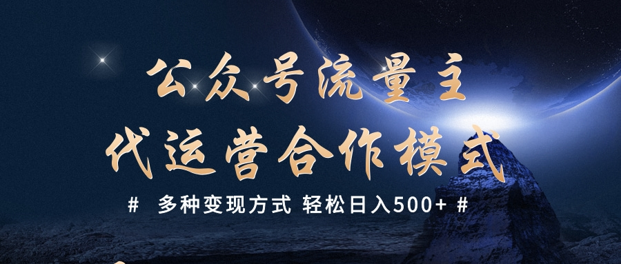 公众号流量主代运营  多种变现方式 轻松日入500+-齐力副业
