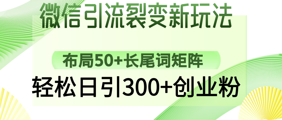 微信引流裂变新玩法：布局50+长尾词矩阵，轻松日引300+创业粉-齐力副业