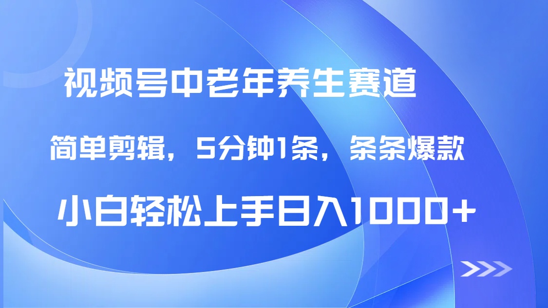 DeepSeek+既梦做视频号中老年养生赛道，条条爆款5分钟1条，轻松日入1000+-齐力副业