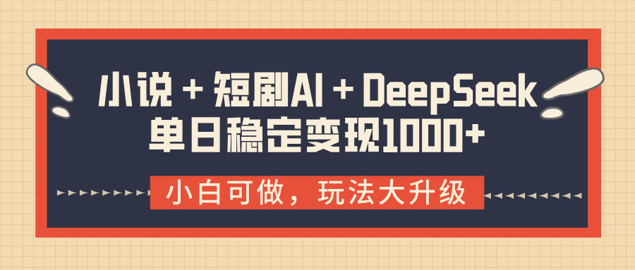 小说＋短剧AI＋DeepSeek结合变现，单日稳定变现1000+-齐力副业