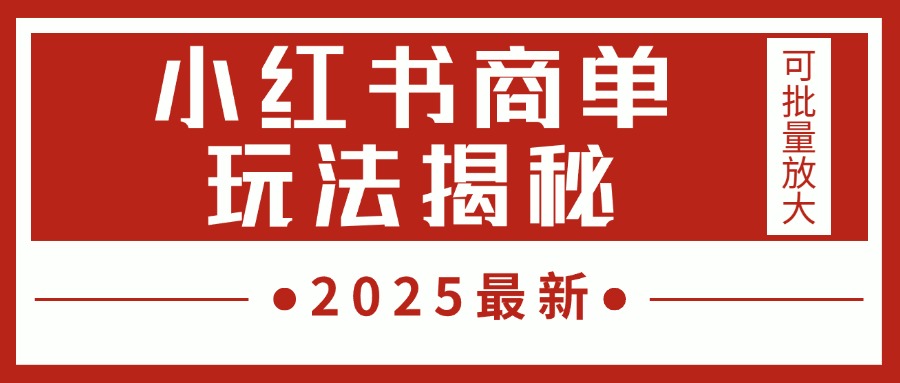 2025最新，小红书商单玩法揭秘，每天5分钟，单个账号日入300+，可批量放大-齐力副业