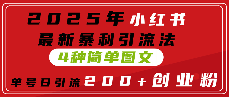 2025年小红书最新暴利引流法，4种简单图文，单号日引流200+创业粉(附无脑抄模板）-齐力副业