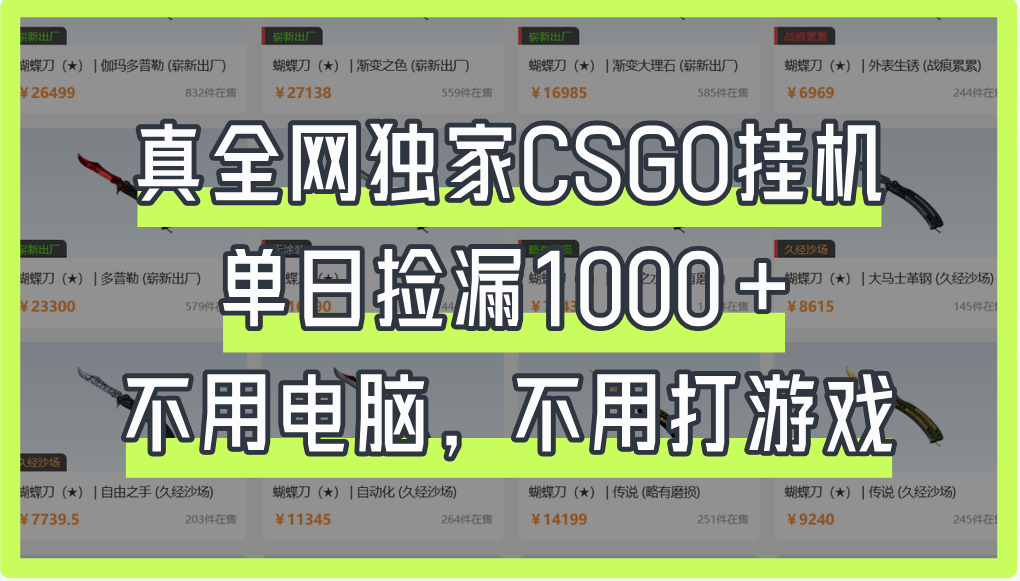 真全网独家CSGO挂机,单日捡漏1000+-齐力副业