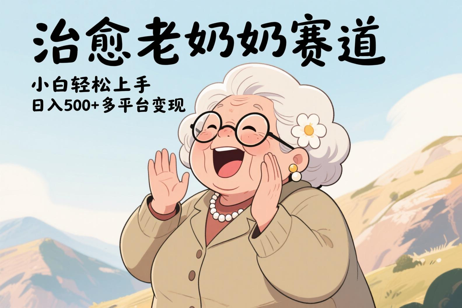 视频号治愈老奶奶赛道，小白轻松上手，日入500+多平台变现-齐力副业