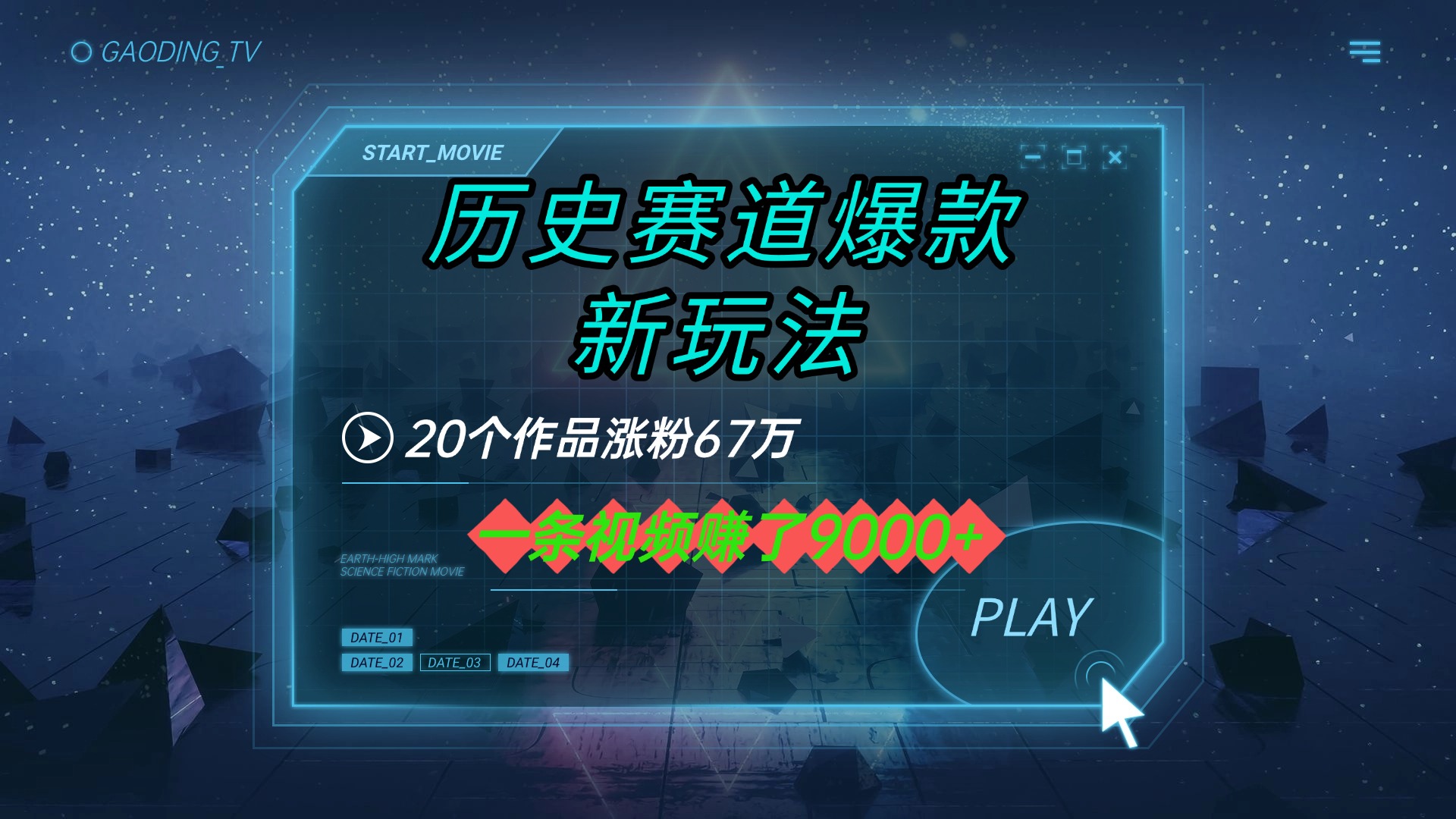 20个作品涨粉67万，一条视频赚了9000+，历史赛道爆款新玩法-齐力副业