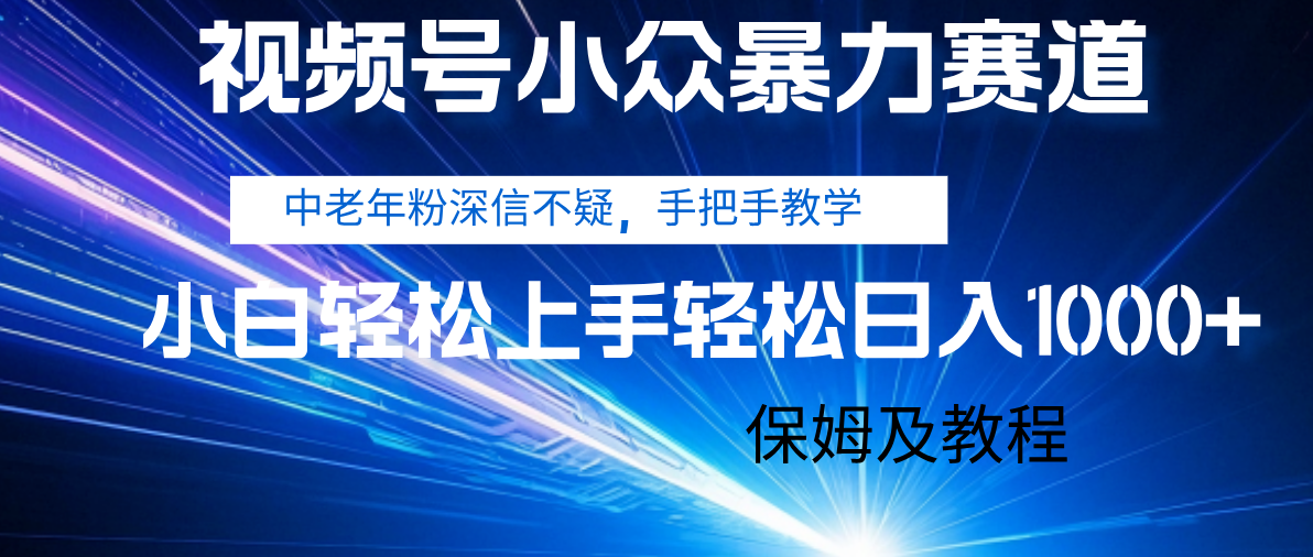 视频号小众暴力赛道，中老年人深信不疑 手把手教学，小白也能日入1000+ 保姆及教程-齐力副业