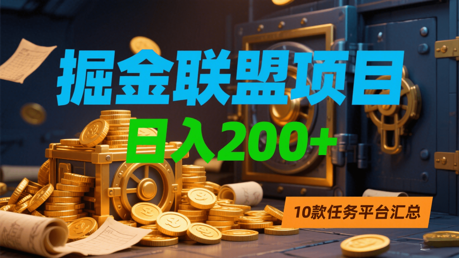 掘金联盟项目，日入200+，10款任务平台汇总-齐力副业