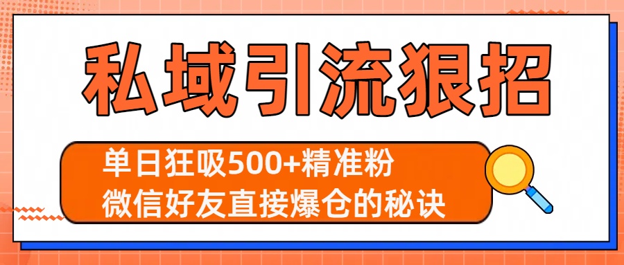 私域引流狠招：单日狂吸500+精准粉，微信好友直接爆仓的秘诀-齐力副业