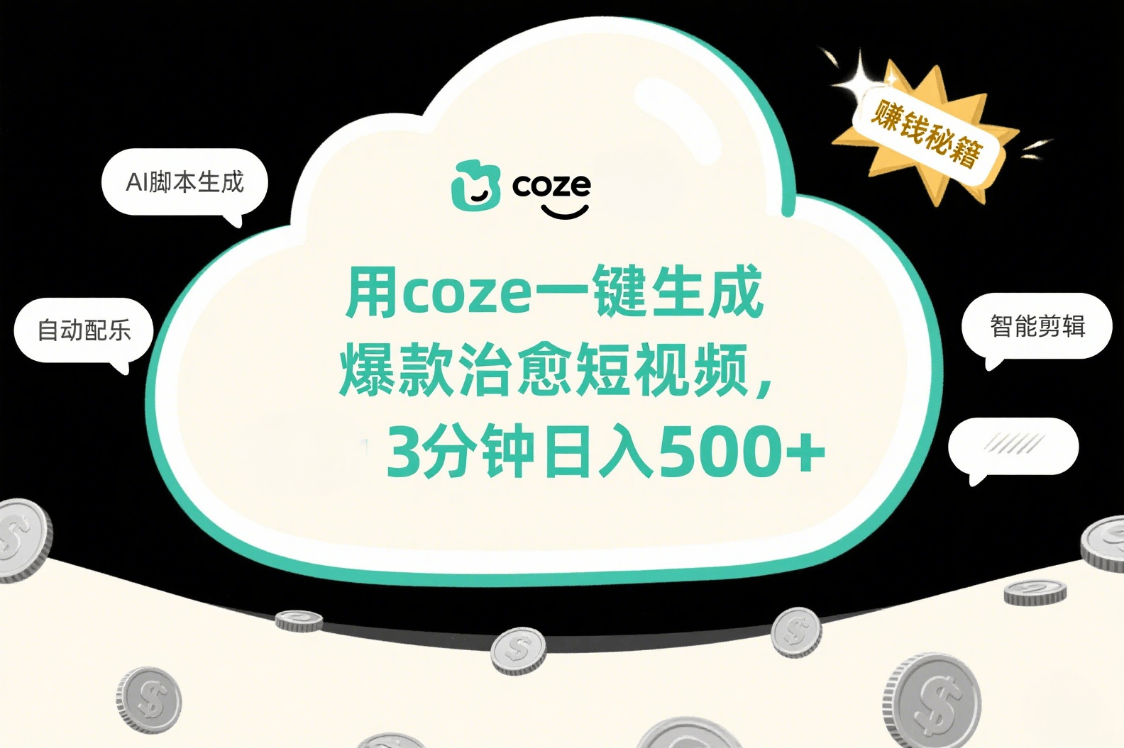 用coze一键生成爆款治愈短视频，3分钟日入500+-齐力副业