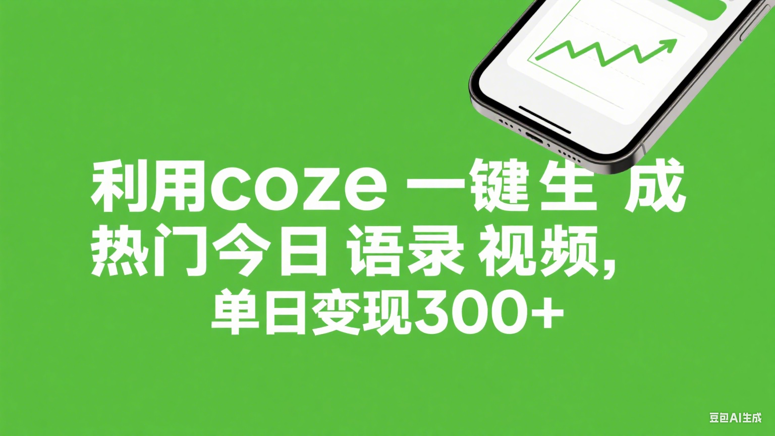 利用coze一键生成热门今日语录视频，单日变现300+-齐力副业
