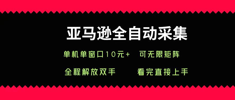 亚马逊全自动采集，单机单窗口一天10+，可无限矩阵去做-齐力副业