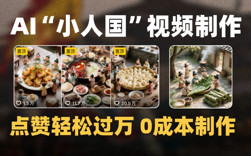 爆款1000W+微缩景观迷你小人国AI视频，0成本制作全流程教学-齐力副业