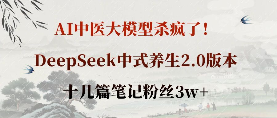 AI中医大模型杀疯了！DeepSeek中式养生2.0版本，十几篇笔记粉丝3w+-齐力副业