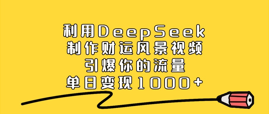 利用DeepSeek制作财运风景视频，引爆视频流量，单日变现1000+-齐力副业