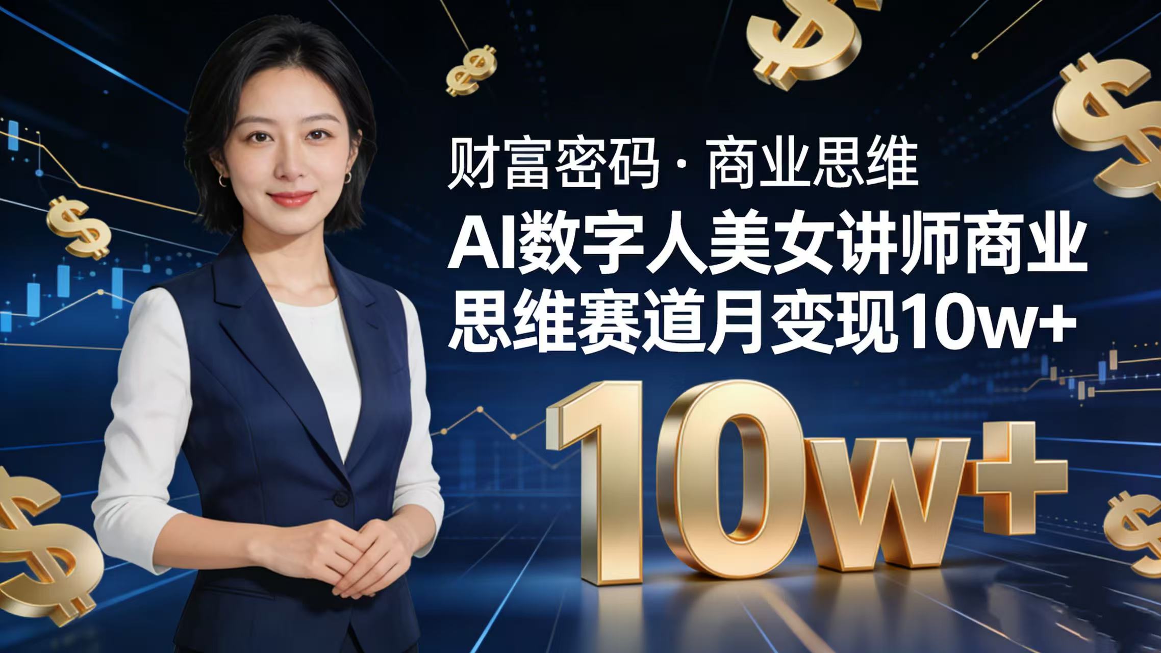 AI 数字人美女讲师！商业思维赛道咋做到月变现 10w+？-齐力副业