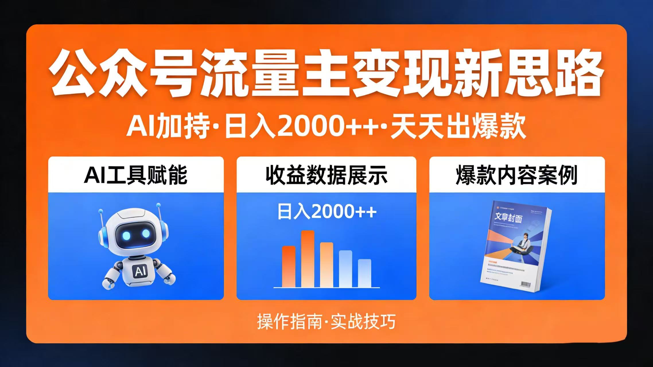 公众号流量主变现新思路：AI 加持，日入 2000++ 天天出爆款-齐力副业