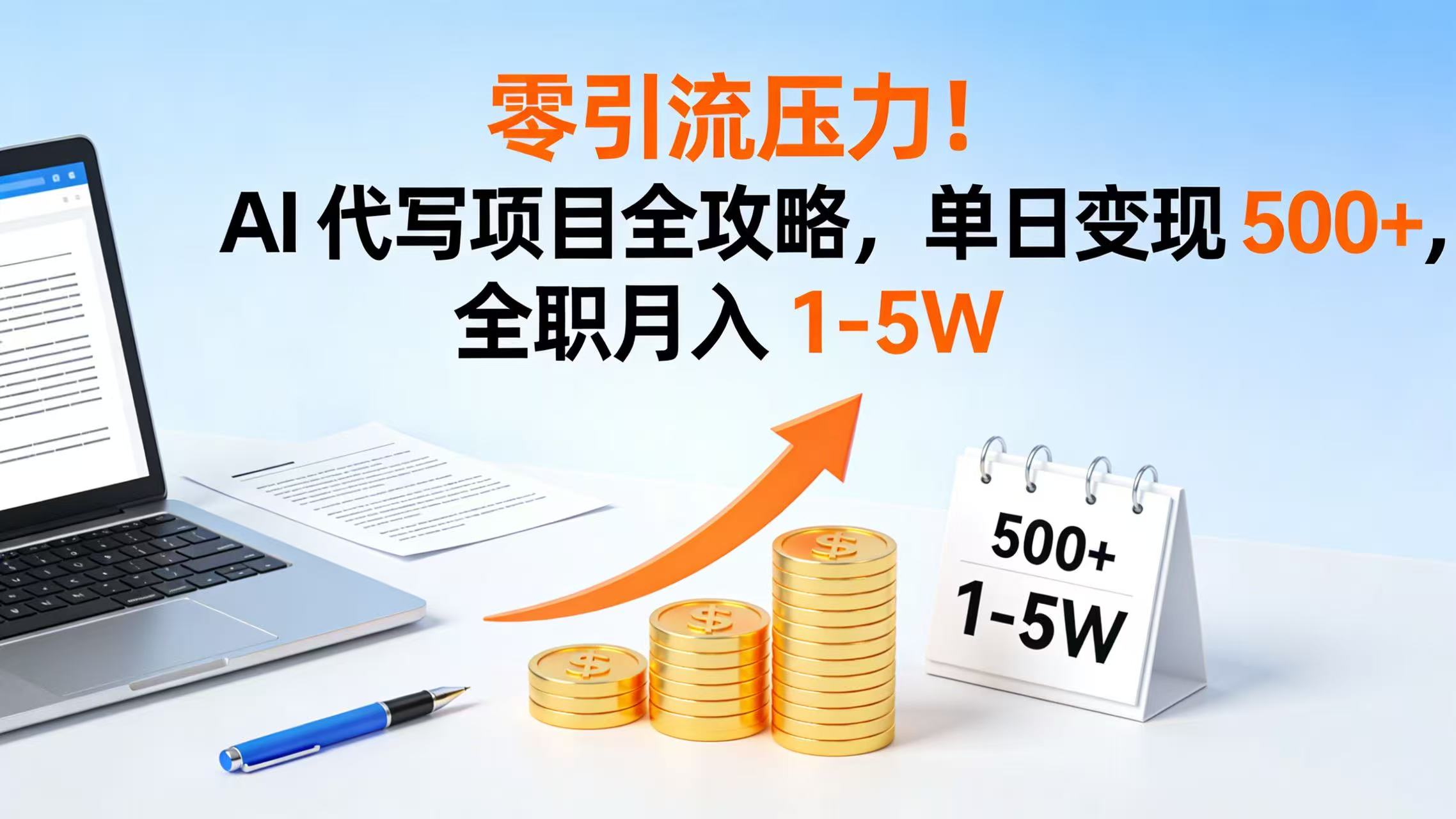 零引流压力！AI 代写项目全攻略，单日变现 500+，全职月入 1-5W-齐力副业