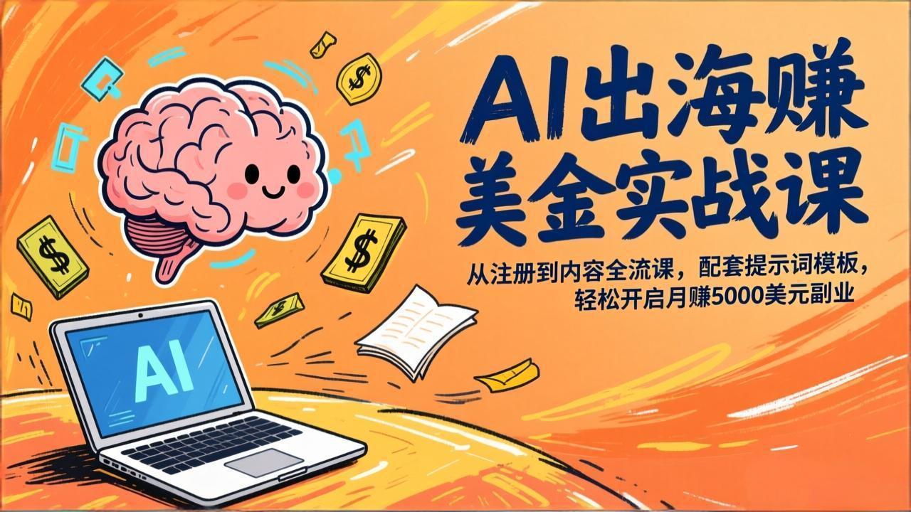 AI出海赚美金实战课，从注册到内容全流程，配套提示词模板，轻松开启月赚5000美元副业-齐力副业